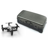 Mini RC quadcopter drone with camera and gray hard carry case