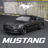 Black Mustang GT diecast sports car model, front three-quarter view, chrome details