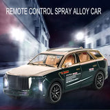 Green diecast alloy SUV model car with gold interior, front 3/4 view