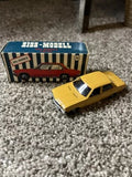 Ziss-Modell diecast Opel Rekord II car, yellow with black windows, with packaging box