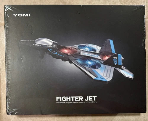 Yomi fighter jet quadcopter drone retail box with colorful jet artwork