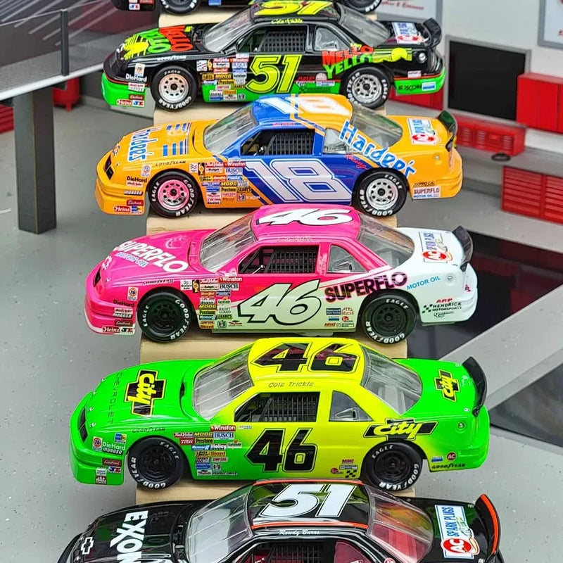 1/24 diecast stock car set with multicolor race cars, numbered 51, 46, 40, 27