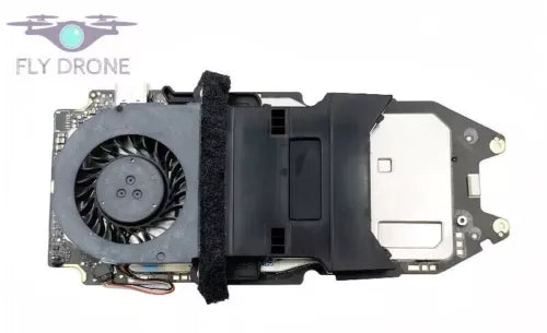 Drone main core circuit board with cooling fan and black connector housings