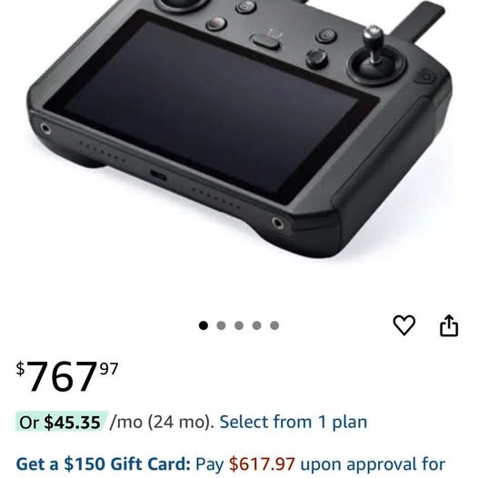 Smart controller with dark touchscreen display, buttons, and joystick controls