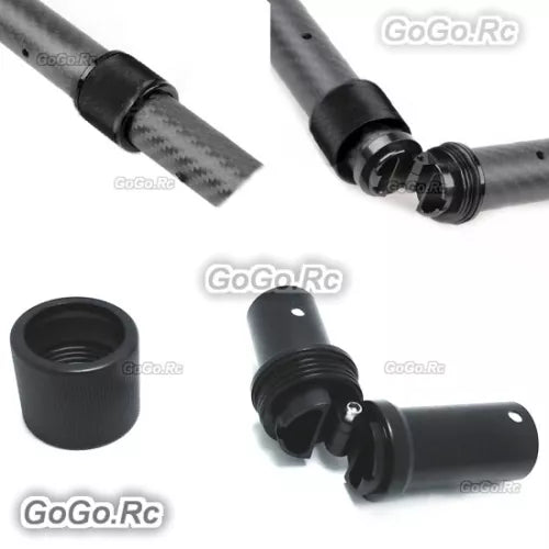 Aluminum folding arm tube joint with threaded ends and hinged sleeve