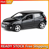 1/36 Golf GTI diecast model car, black pull-back toy with white wheels