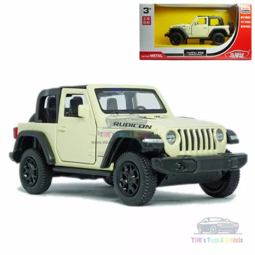 Light yellow off-road Jeep diecast model car with black wheels and grille