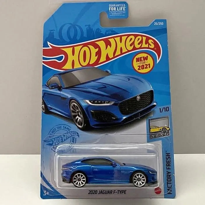Blue 2020 Jaguar F-Type Hot Wheels 1/10 diecast sports car in blister pack