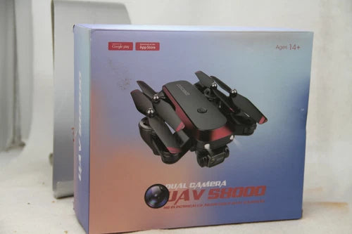 Dual camera UAV drone gift box with pictured quadcopter