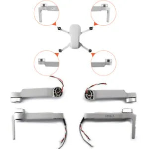 DJI Mavic Mini 2 motor arm set with motors and wiring, front and rear