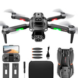 Foldable quadcopter drone with 4 propellers, front camera, and remote controller kit