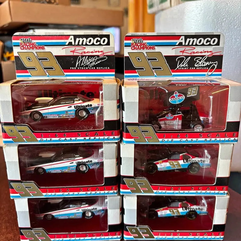 Amoco racing diecast replica car set in numbered retail boxes