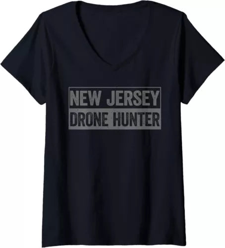 Ladies' v-neck T-shirt in dark navy with New Jersey Drone Hunter print