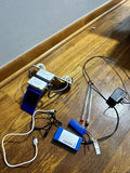 2.4GHz WiFi signal booster kit with blue modules, antennas, and connecting cables