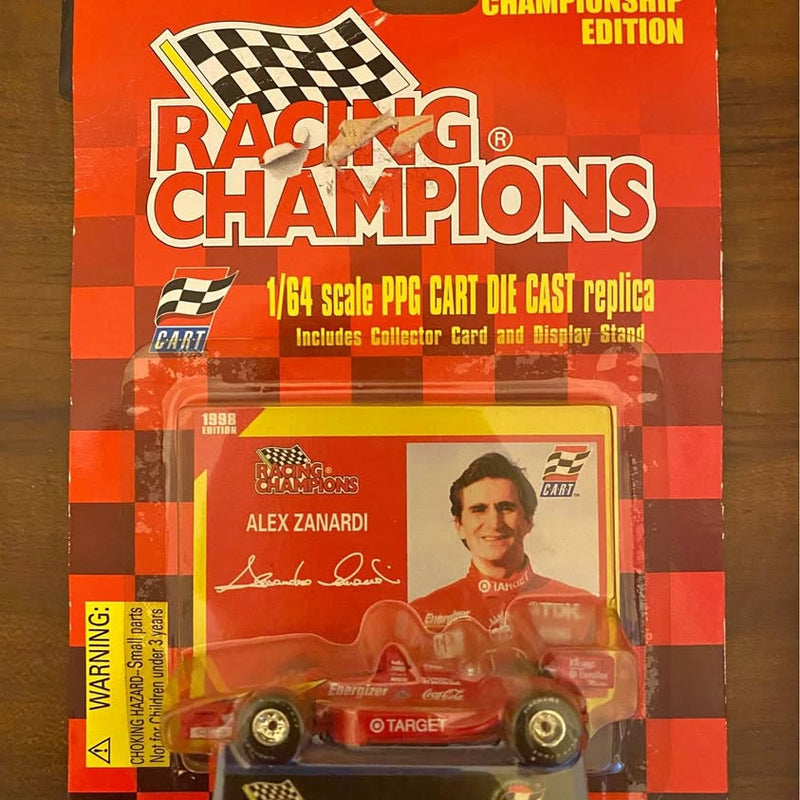 Diecast IndyCar model in Racing Champions blister packaging, 1/64 scale