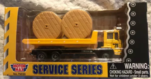 Service Series cable truck toy with yellow cab and black chassis, diecast/plastic model