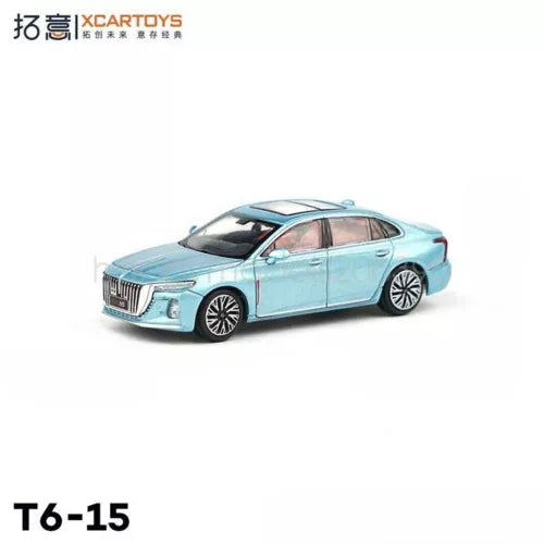 XCARTOYS 1/64 scale diecast car model of a blue HongQi H5 (2023)