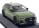 Olive green Audi RS6-R ABT diecast model car, front 3/4 view with detailed grille