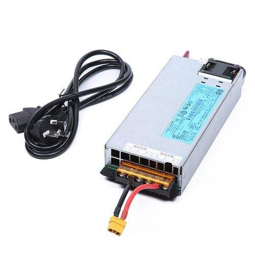 Metal 12V power supply with XT60 cable and AC power cord, 460W connector ports