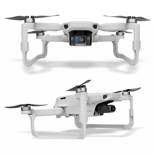 Drone landing gear kit with height extenders, white folding legs shown