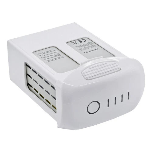 Intelligent flight battery pack with white casing, dual ports and LED indicator