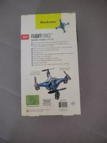 Flight Force micro video drone retail box with drone photo and spec text