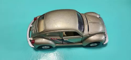 1:36 scale diecast Volkswagen Cabriolet toy car, dark green body with silver roof
