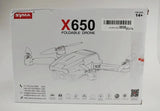 SYMA X650 foldable GPS drone box with quadcopter illustration