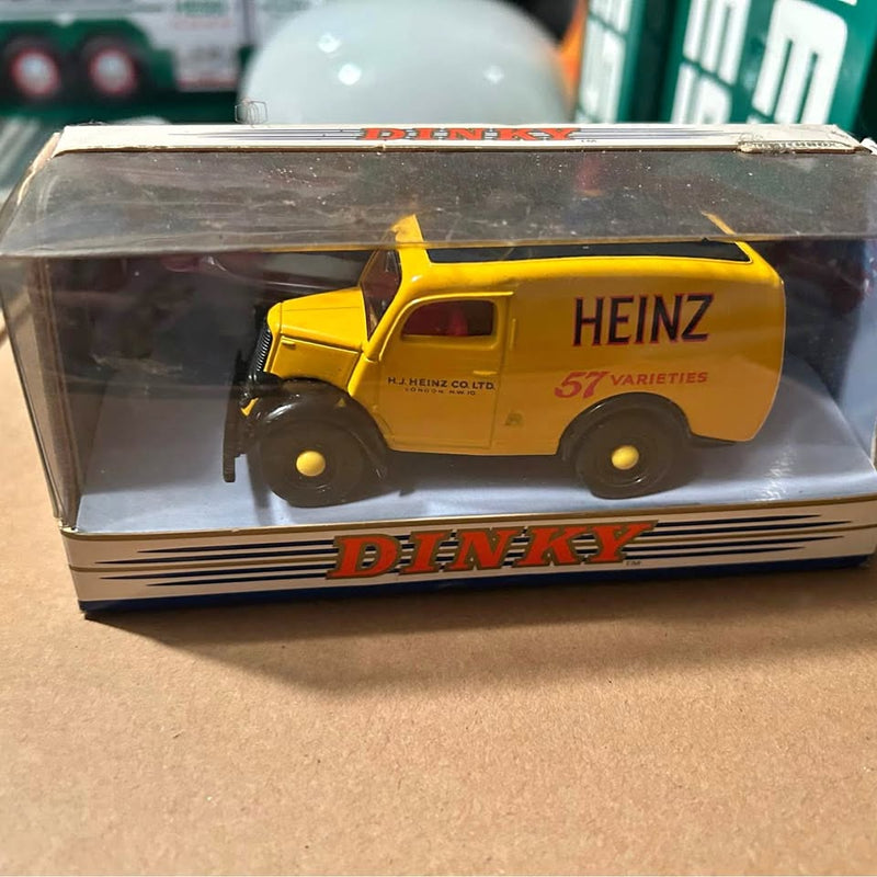 Diecast yellow Heinz panel truck in clear display box