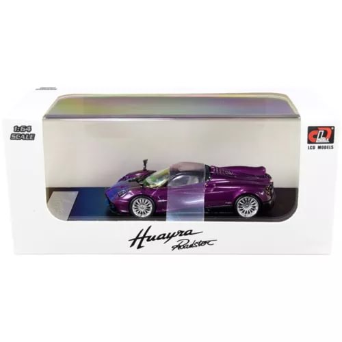 1/64 diecast model car, purple metallic Pagani Huayra Roadster in display box