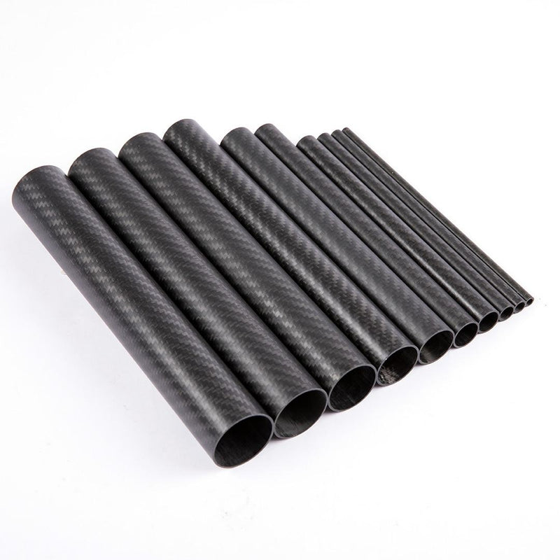 Carbon fiber tent pole tubes, black carbon weave set