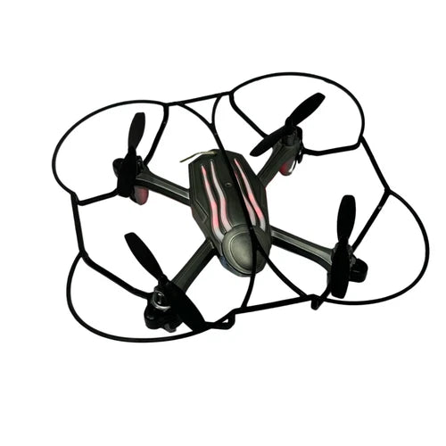Palm-size quadcopter drone kit with four propellers and protective frame