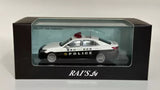 1:64 scale police car alloy diecast model, white roof and black body