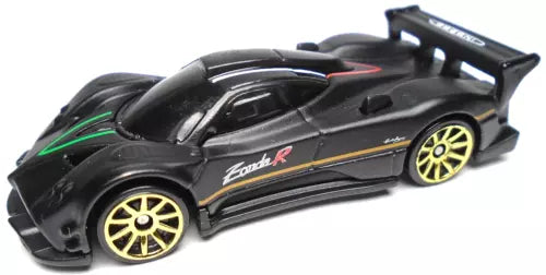 Black Pagani Zonda R 1:64 die-cast car with gold rims and rear spoiler