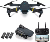 Foldable RC quadcopter drone set with controller and screen, dark gray