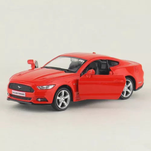 1/36 scale red diecast model car with detailed grille, headlights, and chrome wheels