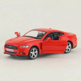 1/36 scale red diecast model car with detailed grille, headlights, and chrome wheels