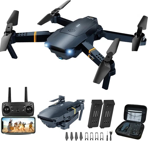 Foldable camera drone with controller and spare propellers