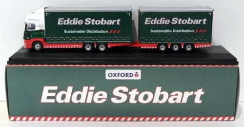 Eddie Stobart Scania topline drawbar model on green Oxford packaging box