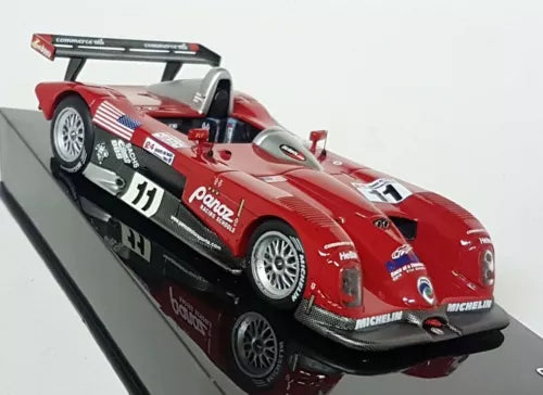 Red and black Le Mans race diecast model car, front three-quarter view with #11