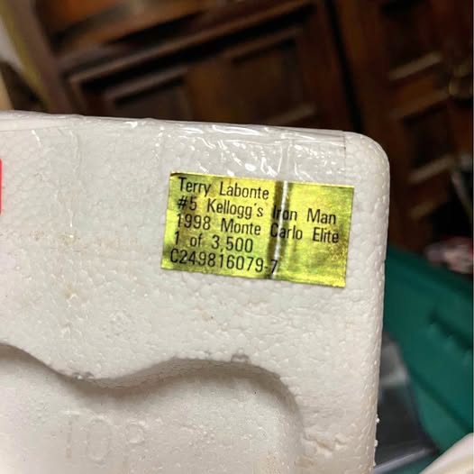 White diecast Monte Carlo car with Terry Labonte #5 Kellogg's Iron Man label