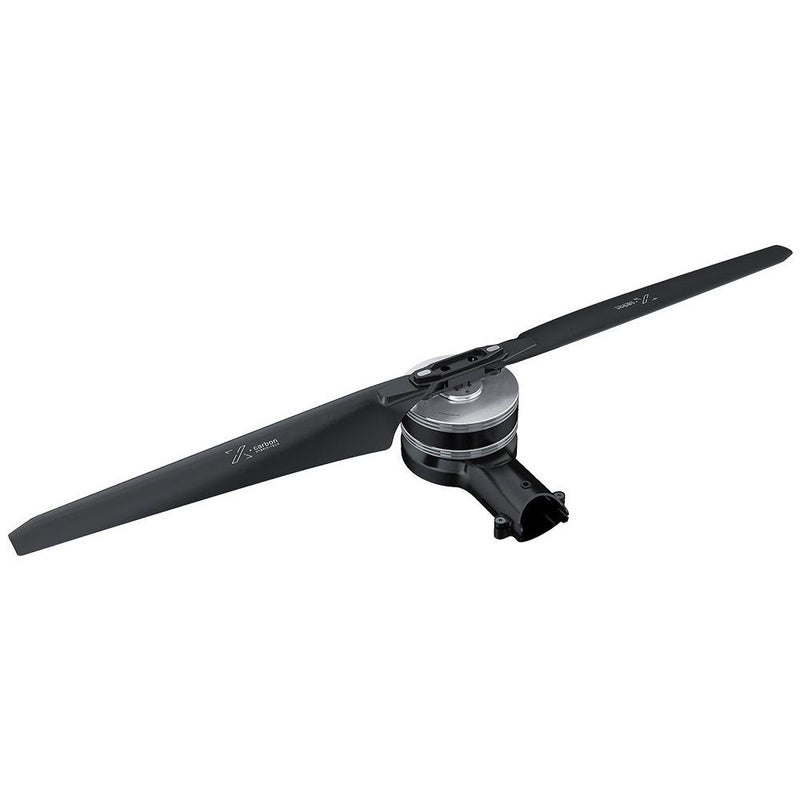 Brushless cargo drone motor with black propeller hub and mounting bracket