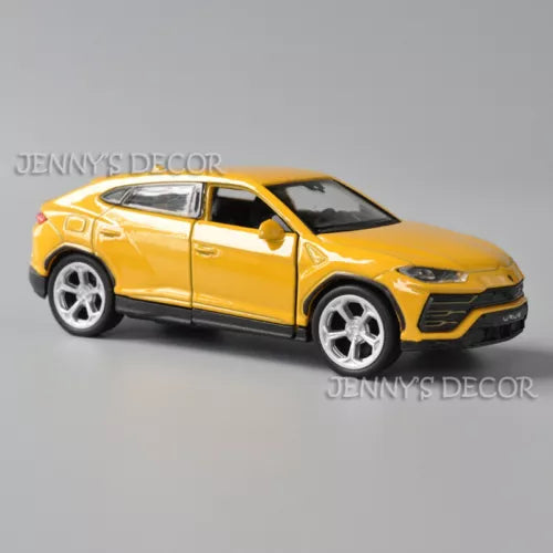 Yellow 1:36 scale diecast model car with pull-back action, sporty sports car