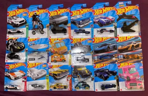 Hot Wheels 1:64 diecast car set, multiple cars in blister packaging