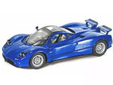 Blue 1/24 scale diecast model car with detailed front and side profile