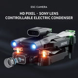 Gray dual camera drone with 4K HD camera and LED lights