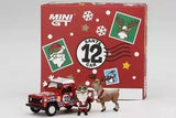 Christmas edition diecast pickup truck with Santa and reindeer, in red.