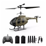 Camouflage 2.4G RC helicopter toy with four-blade rotor and landing skids