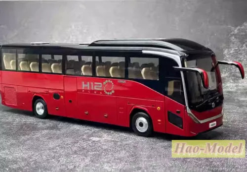 Red diecast alloy model bus with black front and side windows, H12 design