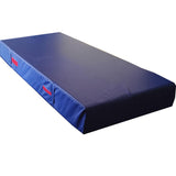 Gymnastics safety crash landing mat, rectangular dark blue with blue side trim